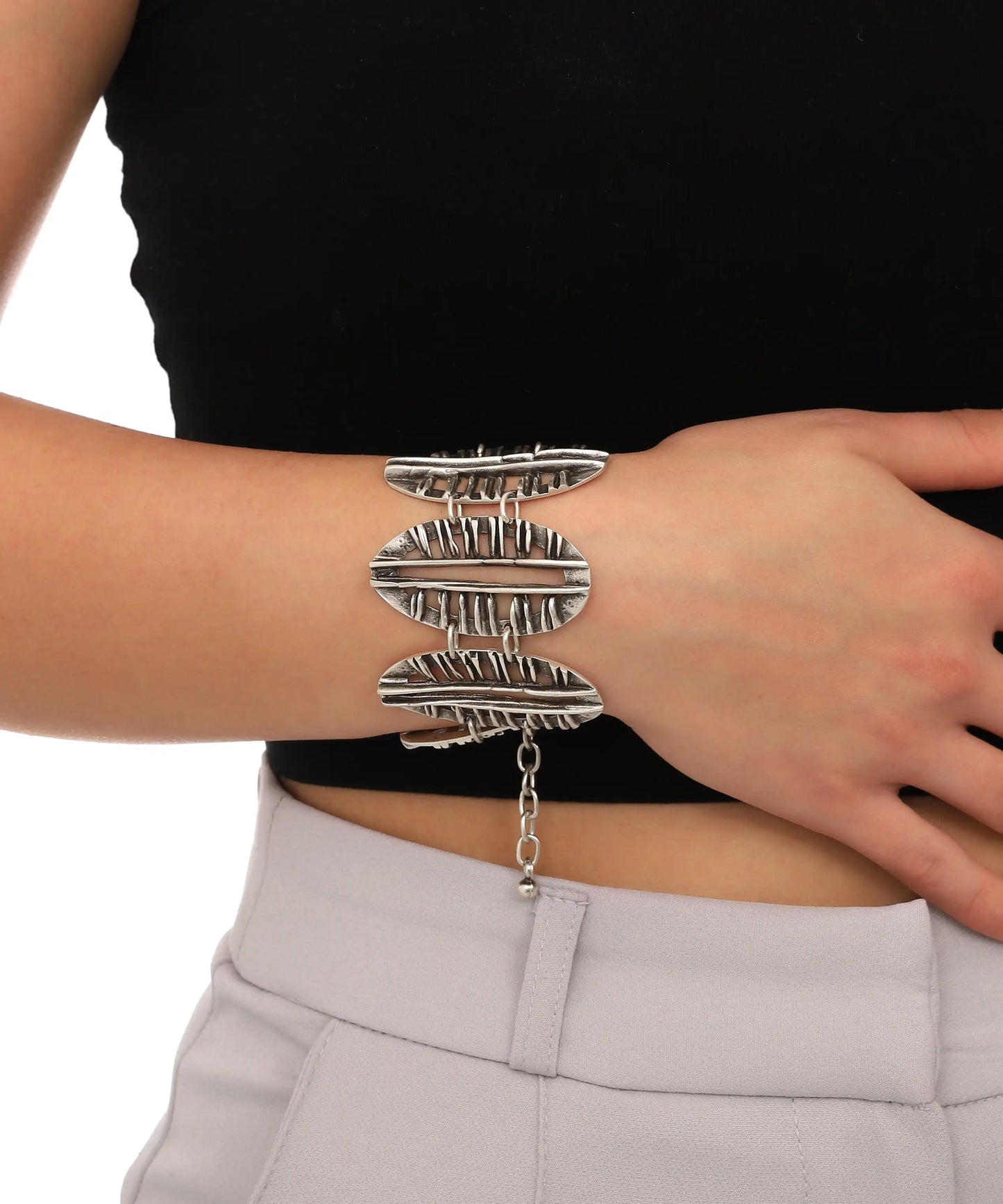 Silver Plated Textured Bracelet