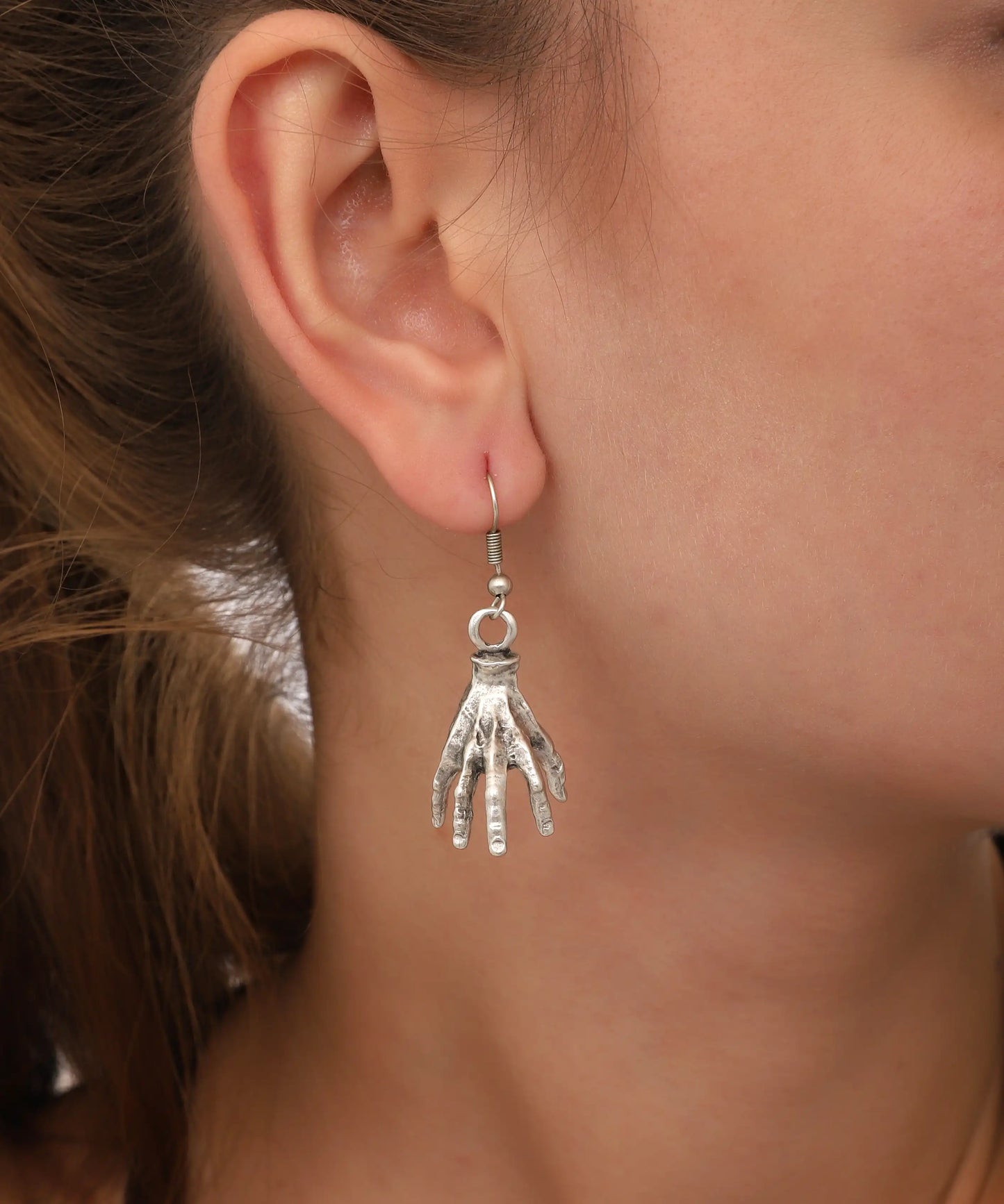 Silver Plated Mummy Hand Earrings