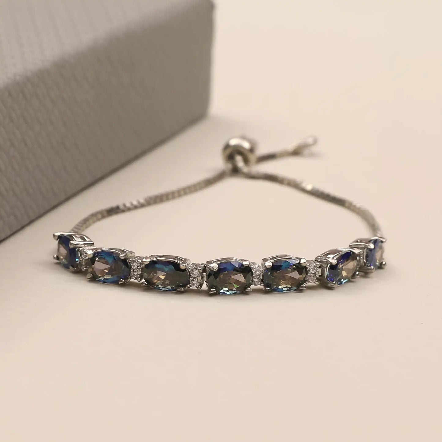 Silver Colorful Stone Bracelet