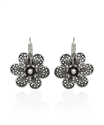 Silver Plated Filigree Flower Earrings