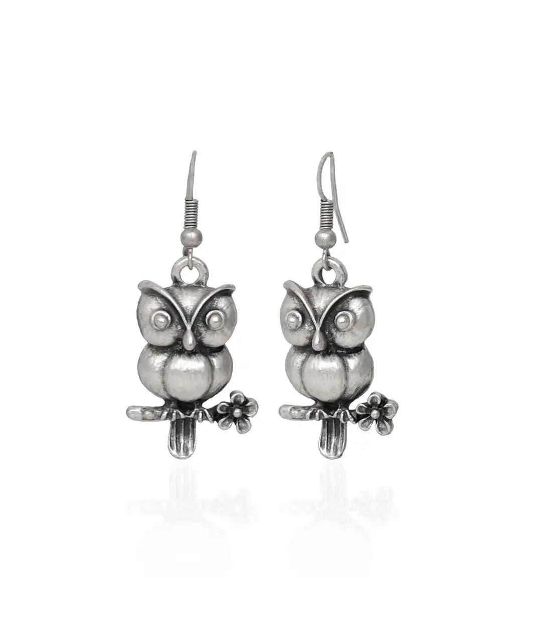 Silver Plated Owl Women Earrings
