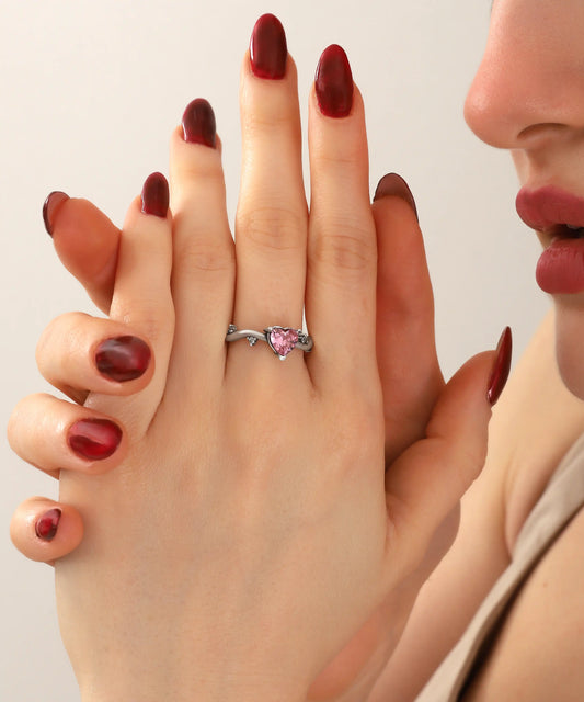 Silver Plated Stone Heart Ring