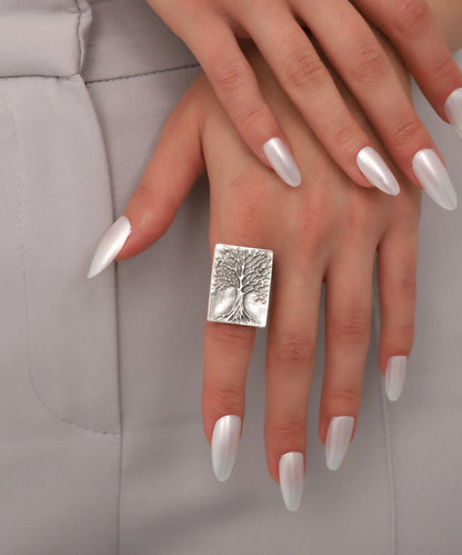 Silver Plated Tree Of Life Ring