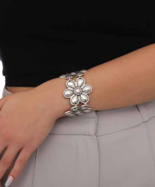 Silver Plated Flower Bracelet