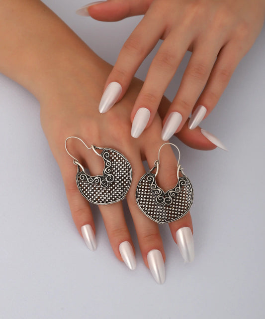 Silver Plated Textured Earrings