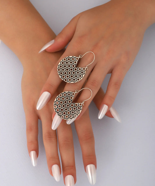 Silver Plated Textured Earrings