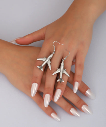 Silver Plated Plane Women Earrings