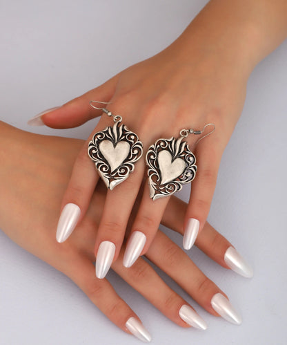 Silver Plated Heart Women Earrings