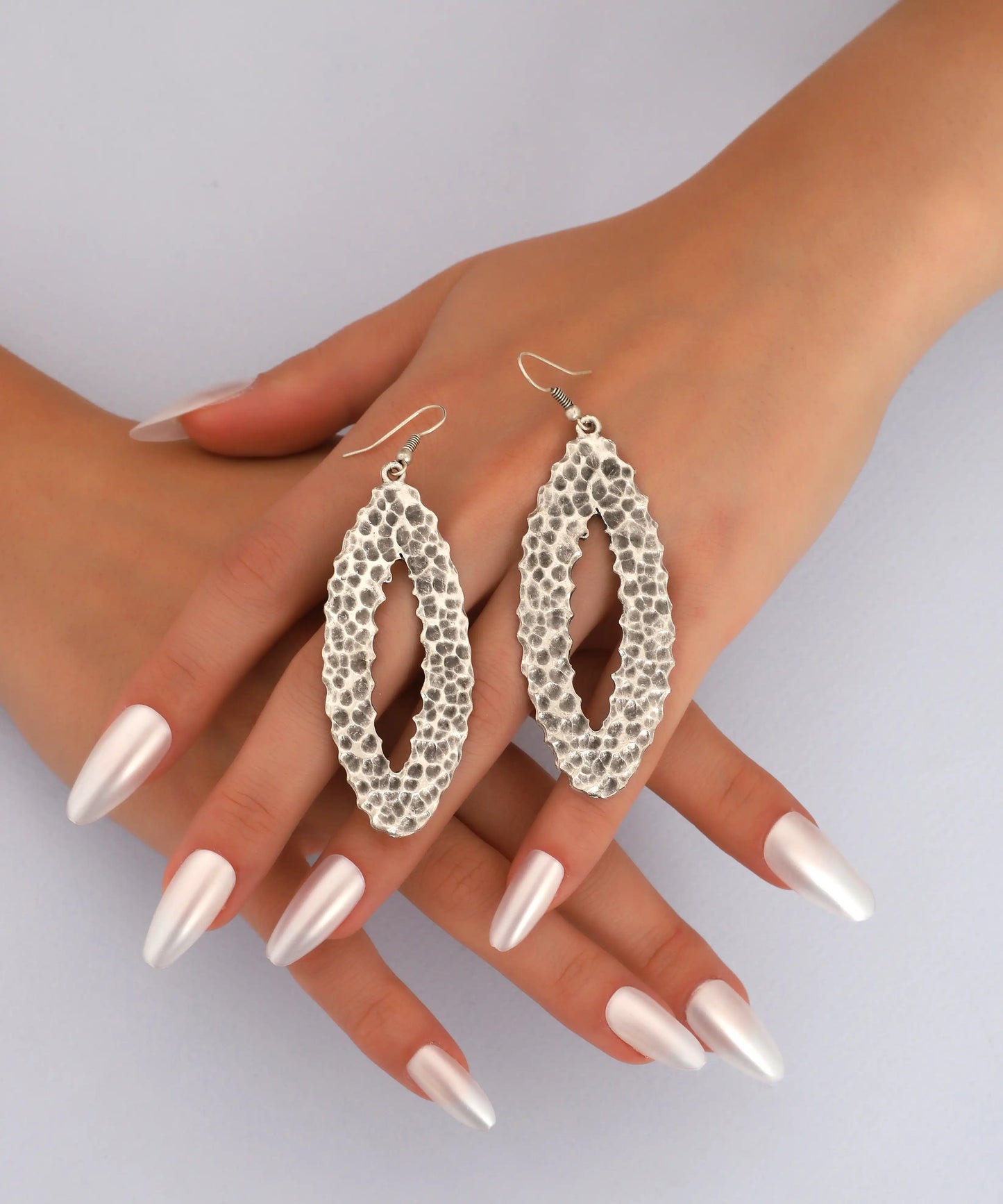 Silver Plated Textured Earrings