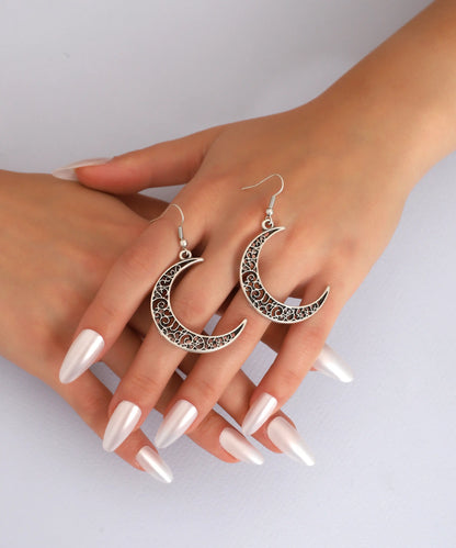 Silver Plated Crescent Women Earrings