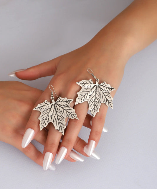 Silver Plated Leaf Earrings