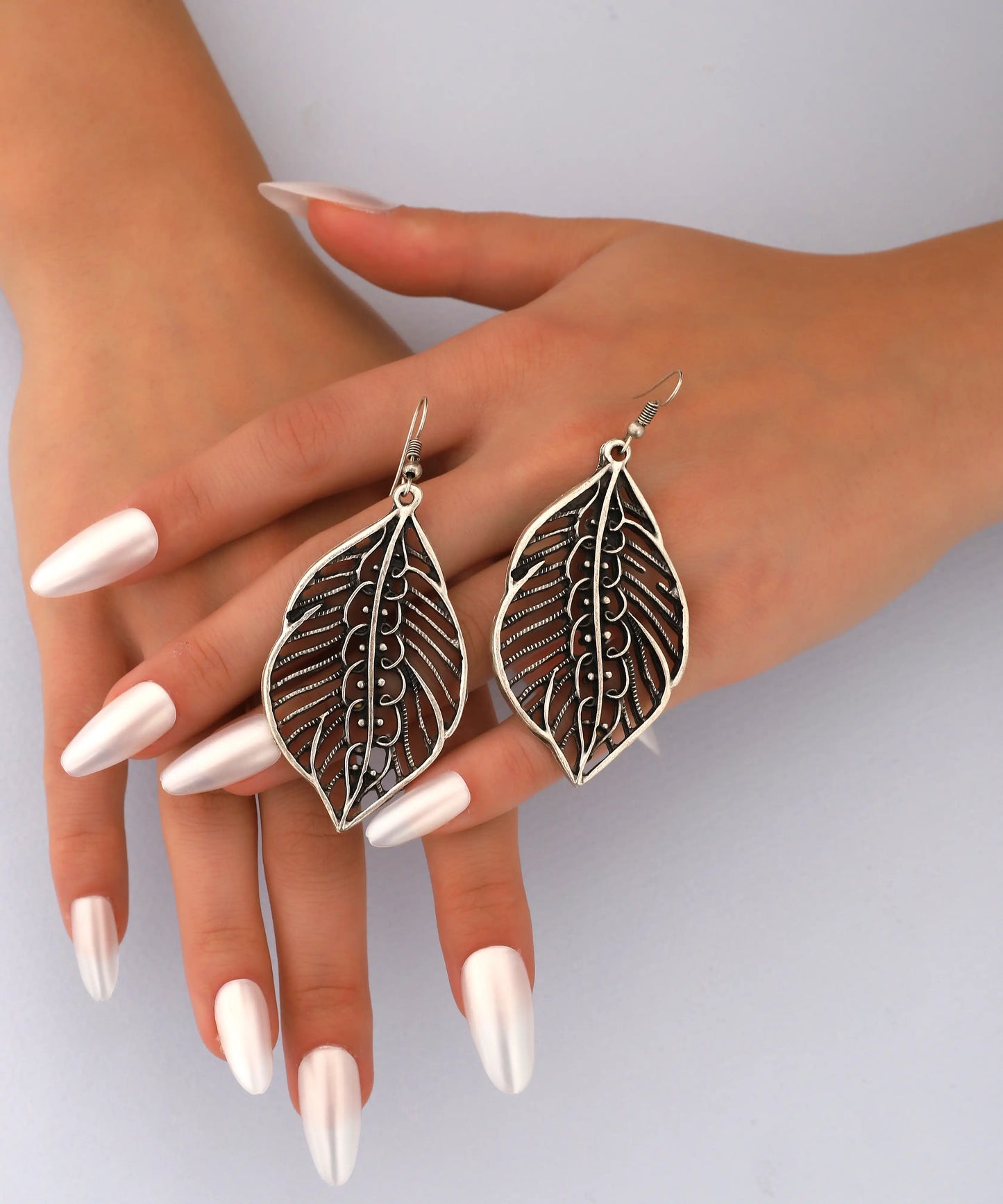 Silver Plated Leaf Earrings