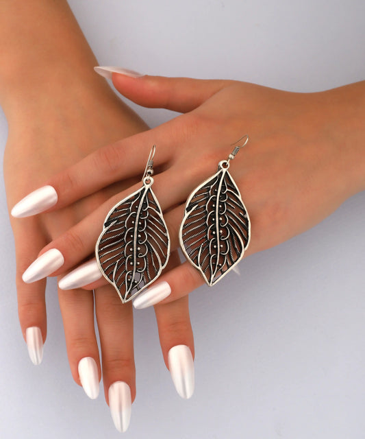 Silver Plated Leaf Earrings