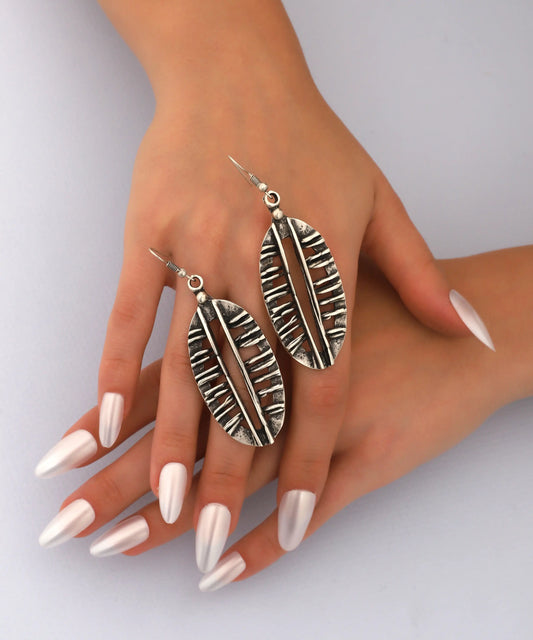 Silver Plated Textured Boho Earrings